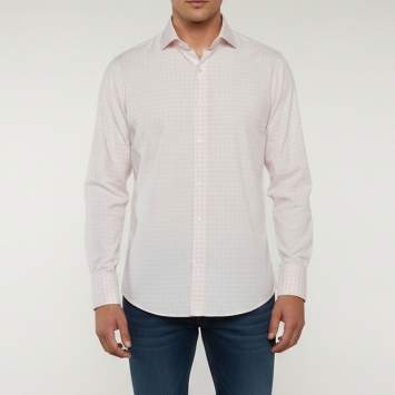 Pre Owned Tom Ford White/Pink Checked Print Cotton Button Up Shirt M