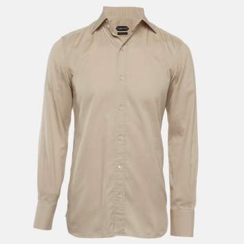 Pre Owned Tom Ford Beige Cotton Button Up Shirt M