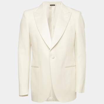 Pre Owned Tom Ford White Wool Blend Dyllan Tuxedo Jacket XL