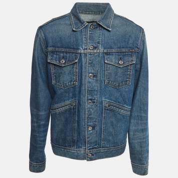 Pre Owned Tom Ford Blue Faded Denim Button Up Trucker Jacket L