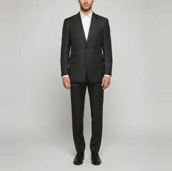 Pre Owned Tom Ford Black Striped Wool Shelton Suit XL