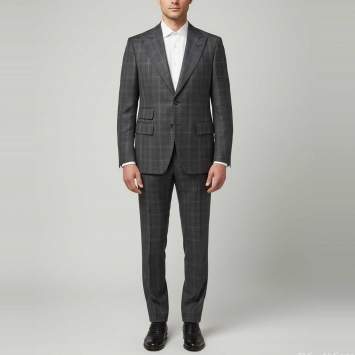 Pre Owned Tom Ford Grey Plaid Wool Blend Tailored Suit XL