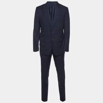 Pre Owned Tom Ford Navy Blue Wool Tailored Suit L
