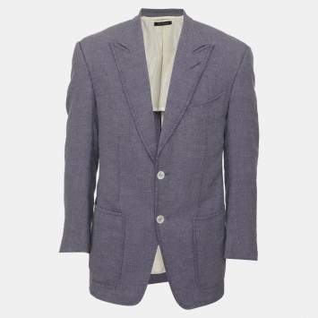 Pre Owned Tom Ford Purple Linen Blend Single Breasted Blazer L