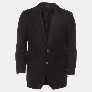 مملوكة مسبقًا Tom Ford Black Wool Blend Long Sleeve Jacket L