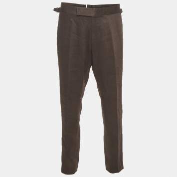 Pre Owned Tom Ford Charcoal Grey Linen Regular Fit Pants XL