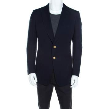 Pre Owned Tom Ford Navy Blue Waffle Textured Cotton Canvas Buckley Jacket L