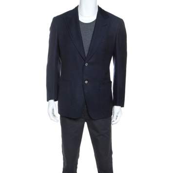Pre Owned Tom Ford Navy Blue Wool And Silk Blend Blazer L