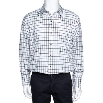 مملوكة مسبقًا Tom Ford Black & White Checked Cotton Long Sleeve Shirt XL