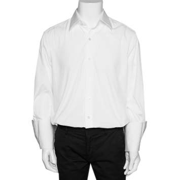 Pre Owned Tom Ford White Cotton Double Cuff Long Sleeve Shirt XL