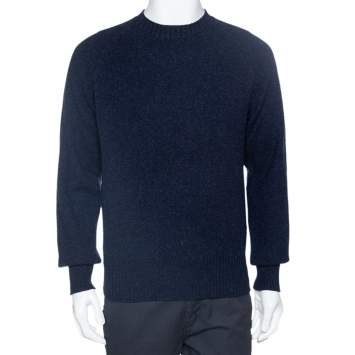 Pre Owned Tom Ford Navy Blue Wool Knit Crew Neck Pullover L