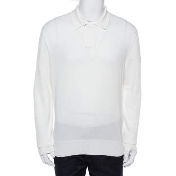 Pre Owned Tom Ford White Cotton Silk Blend Polo Sweater XXL