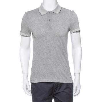Pre Owned Tom Ford Monochrome Cashmere Blend Pique Knit Polo T Shirt M
