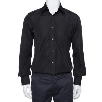 Pre Owned Tom Ford Black Cotton Long Sleeve Fitted Shirt M