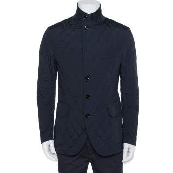 Pre Owned Tom Ford Navy Blue Synthetic Quilted Jacket L