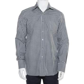 Pre Owned Tom Ford Monochrome Checkered Cotton Button Front Shirt L