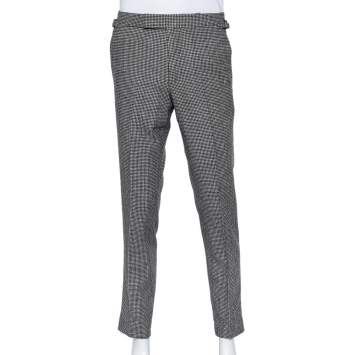 Pre Owned Tom Ford Monochrome Wool Pied de Poule O'Connor Trousers M