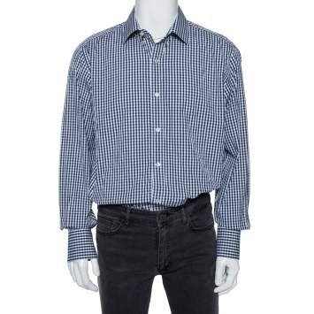 Pre Owned Tom Ford Blue Gingham Check Cotton Shirt XXXL 