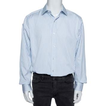 Pre Owned Tom Ford Blue Striped Cotton Button Up Shirt XXXL 