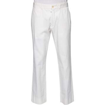 Pre Owned Tom Ford White Cotton Straight Leg Trousers XL