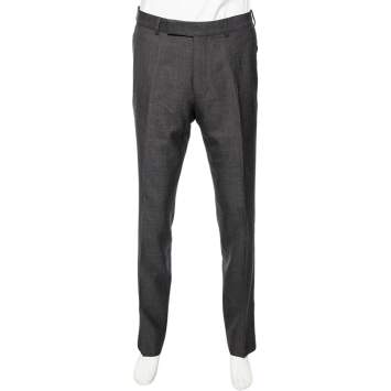 Pre Owned Tom Ford Grey Wool & Silk Tapered Leg Pants L