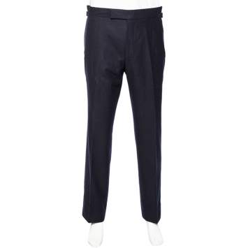 Pre Owned Tom Ford Navy Blue Wool Straight Leg Pants XL