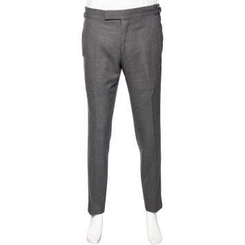 مملوكة مسبقًا Tom Ford Charcoal Grey Wool & Silk Pants L