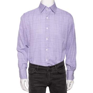 Pre Owned Tom Ford Purple Checkered Cotton Button Front Shirt XXXL