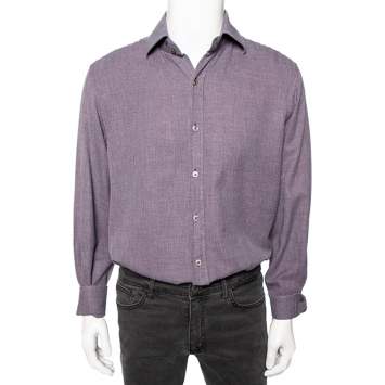 Pre Owned Tom Ford Light Purple Textured Cotton Button Front Shirt XXL