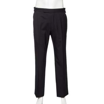 Pre Owned Tom Ford Navy Blue Wool Straight Leg Pants L