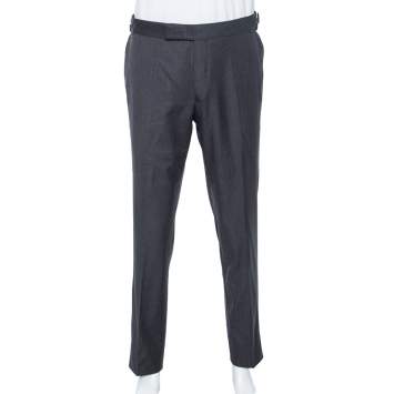 Pre Owned Tom Ford Charcoal Grey Striped Wool Formal Pants L