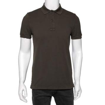 Pre Owned Tom Ford Green Cotton Pique Short Sleeve Polo T-Shirt M