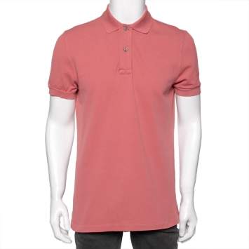 Pre Owned Tom Ford Pink Cotton Pique Short Sleeve Polo T-Shirt L
