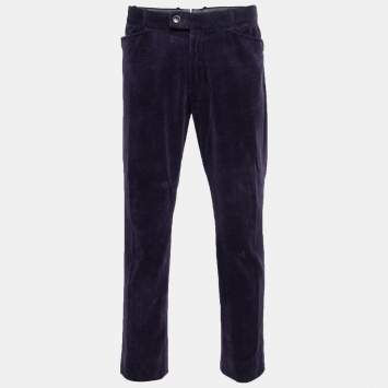 Pre Owned Tom Ford Purple Corduroy Straight Leg Pants XL