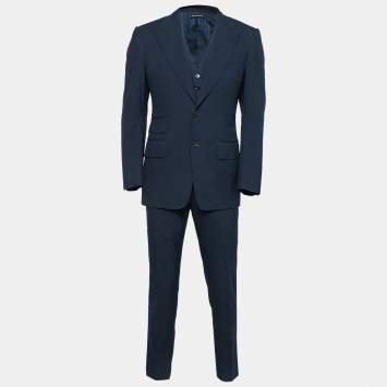 مملوكة مسبقًا Tom Ford Midnight Blue Wool Single Breasted Three Piece Suit S