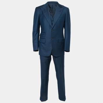 Pre Owned Tom Ford Navy Blue Wool Single Breasted Three Piece Suit S