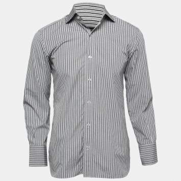 Pre Owned Tom Ford Grey Checked Cotton Shirt M
