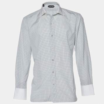 Pre Owned Tom Ford White Check Cotton Button Front Shirt 3XL