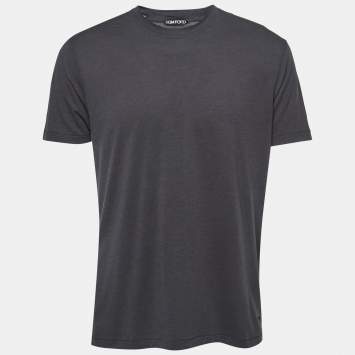 Pre Owned Tom Ford Dark Grey Cotton-Blend Crewneck Polo T-Shirt XL