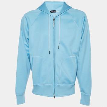 Pre Owned Tom Ford Blue Technical Cotton Zip Up Hoodie XL