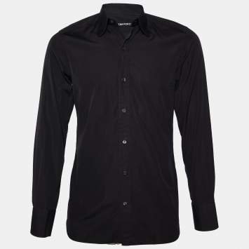 مملوكة مسبقًا Tom Ford Black Cotton Button Front Shirt S