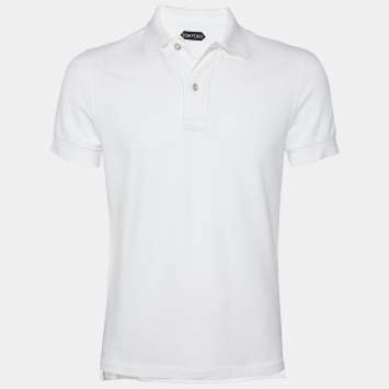Pre Owned Tom Ford White Cotton Pique Polo T-Shirt S