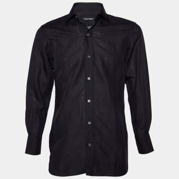 Pre Owned Tom Ford Black Cotton Button Front Shirt S