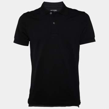 Pre Owned Tom Ford Black Cotton Pique Polo T-Shirt M