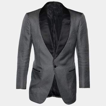 Pre Owned Tom Ford Black Printed Cotton & Silk Blazer M