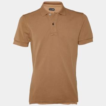 Pre Owned Tom Ford Brown Cotton Pique Polo T-Shirt M