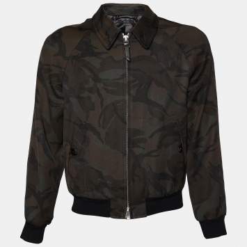 Pre Owned Tom Ford Brown Camo Printed Textured Denim Nuback Jacket M