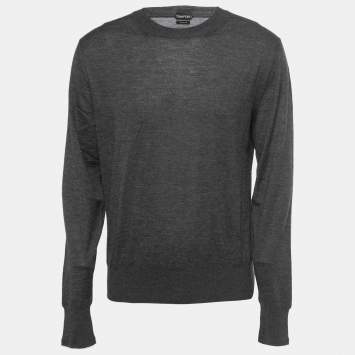 Pre Owned Tom Ford Grey Cashmere Crew Neck Pullover 2XL