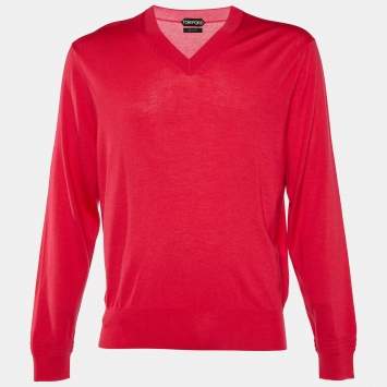 Pre Owned Tom Ford Pink Cashmere & Silk V-Neck Sweater XL