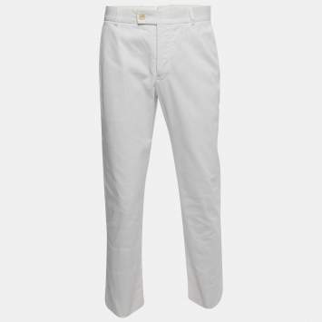 Pre Owned Tom Ford White Denim Regular Fit Trousers M/Waist 35"